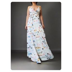★ Hutch by Anthropologie Maxi Wrap Printed Dress - Multicolored White ★